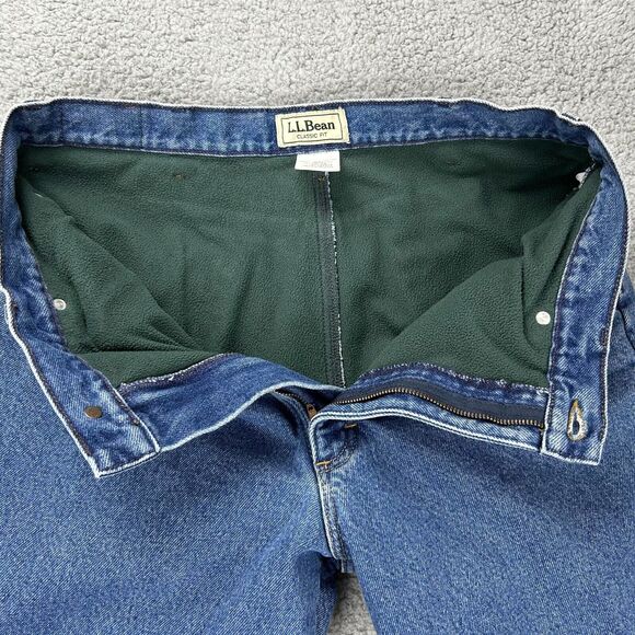 LL Bean Jeans Men's 34x29 Blue Denim Fleece Lined Classic Fit Vintage - Picture 5 of 12